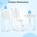 3 Piece Metal Bistro Patio Round Table and 2 Folding Chairs Set - Image 5
