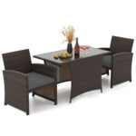 3 Piece Patio Wicker Dining Set with Rectangle Tempered Glass Dining Table - Image 4