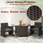3 Piece Patio Wicker Dining Set with Rectangle Tempered Glass Dining Table - Image 6
