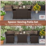 3 Piece Patio Wicker Dining Set with Rectangle Tempered Glass Dining Table - Image 8