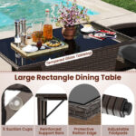 3 Piece Patio Wicker Dining Set with Rectangle Tempered Glass Dining Table - Image 9