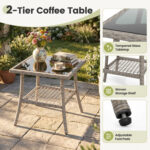 3-Piece Wicker Rocking Bistro Set with Cushions for Garden Backyard Porch - Image 10