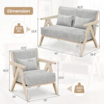 3 Pieces Living Room Furniture Set with Rubber Wood Frame - Image 4