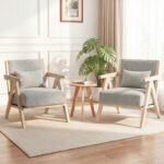 3 Pieces Living Room Furniture Set with Rubber Wood Frame - Image 5