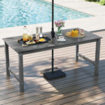 3 Pieces Outdoor Dining Table Set with 2 Benches - Image 3