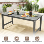 3 Pieces Outdoor Dining Table Set with 2 Benches - Image 7