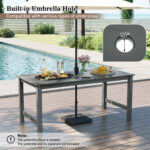 3 Pieces Outdoor Dining Table Set with 2 Benches - Image 8