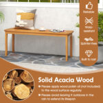 3Â PiecesÂ PatioÂ DiningÂ Set withÂ AcaciaÂ WoodÂ OutdoorÂ TableÂ andÂ Benches - Image 5