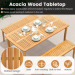 3Â PiecesÂ PatioÂ DiningÂ Set withÂ AcaciaÂ WoodÂ OutdoorÂ TableÂ andÂ Benches - Image 8