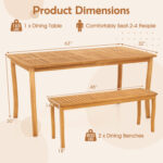 3Â PiecesÂ PatioÂ DiningÂ Set withÂ AcaciaÂ WoodÂ OutdoorÂ TableÂ andÂ Benches - Image 4