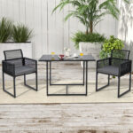 3 Pieces Outdoor Dining Set with Folding Backrest and Seat Cushions - Image 2