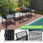 3 Pieces Outdoor Dining Set with Folding Backrest and Seat Cushions - Image 10