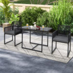 3 Pieces Outdoor Dining Set with Folding Backrest and Seat Cushions - Image 3