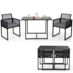 3 Pieces Outdoor Dining Set with Folding Backrest and Seat Cushions - Image 4