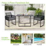 3 Pieces Outdoor Dining Set with Folding Backrest and Seat Cushions - Image 9
