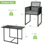 3 Pieces Outdoor Dining Set with Folding Backrest and Seat Cushions - Image 5