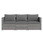 3 Pieces Patio Sectional Sofa Set PE Rattan Modular Couch Furniture Set with Soft Cushions - Image 4