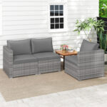 3 Pieces Patio Sectional Sofa Set PE Rattan Modular Couch Furniture Set with Soft Cushions - Image 7