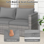 3 Pieces Patio Sectional Sofa Set PE Rattan Modular Couch Furniture Set with Soft Cushions - Image 9
