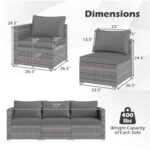 3 Pieces Patio Sectional Sofa Set PE Rattan Modular Couch Furniture Set with Soft Cushions - Image 5