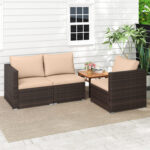 3 Pieces Outdoor Sectional Sofa Set with Soft Cushions - Image 3