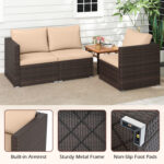 3 Pieces Outdoor Sectional Sofa Set with Soft Cushions - Image 10