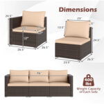 3 Pieces Outdoor Sectional Sofa Set with Soft Cushions - Image 5