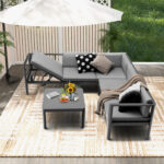 3 Pieces Aluminum Patio Furniture Set with 6-Level Adjustable Backrest - Image 2