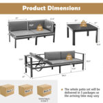 3 Pieces Aluminum Patio Furniture Set with 6-Level Adjustable Backrest - Image 4