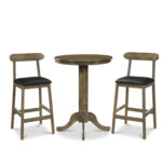 3 Pieces Wood Bar Table Set for 2 Round Pub Table with Pedestal Base and 2 Armless Stools - Image 3