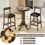 3 Pieces Wood Bar Table Set for 2 Round Pub Table with Pedestal Base and 2 Armless Stools - Image 7