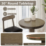 3 Pieces Wood Bar Table Set for 2 Round Pub Table with Pedestal Base and 2 Armless Stools - Image 8