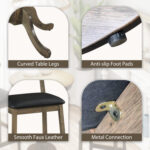 3 Pieces Wood Bar Table Set for 2 Round Pub Table with Pedestal Base and 2 Armless Stools - Image 10