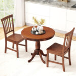 3 Pieces Wooden Dining Table and Chair Set for Cafe Kitchen Living Room - Image 2