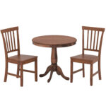 3 Pieces Wooden Dining Table and Chair Set for Cafe Kitchen Living Room - Image 3