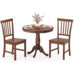 3 Pieces Wooden Dining Table and Chair Set for Cafe Kitchen Living Room - Image 4