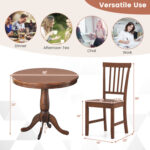 3 Pieces Wooden Dining Table and Chair Set for Cafe Kitchen Living Room - Image 5