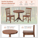 3 Pieces Wooden Dining Table and Chair Set for Cafe Kitchen Living Room - Image 7