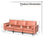 3-Seat Sofa Sectional with Side Storage Pocket and Metal Leg - Image 5