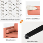 3-Seat Sofa Sectional with Side Storage Pocket and Metal Leg - Image 7