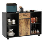 3-in-1 Dining Set: Windsor Chairs, Industrial Sideboard & Wall-Mount Wine Rack Combo - Image 4