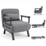 3-in-1 Folding Sofa Bed with Adjustable Backrest Comfy Cushion and Hidden Metal Legs - Image 4