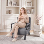 3-in-1 Folding Sofa Bed with Adjustable Backrest Comfy Cushion and Hidden Metal Legs - Image 2