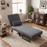 3-in-1 Folding Sofa Bed with Adjustable Backrest Comfy Cushion and Hidden Metal Legs - Image 3