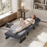 3-in-1 Folding Sofa Bed with Adjustable Backrest Comfy Cushion and Hidden Metal Legs - Image 8