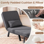 3-in-1 Folding Sofa Bed with Adjustable Backrest Comfy Cushion and Hidden Metal Legs - Image 9