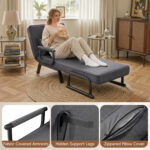 3-in-1 Folding Sofa Bed with Adjustable Backrest Comfy Cushion and Hidden Metal Legs - Image 10