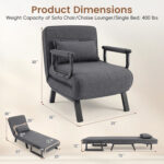 3-in-1 Folding Sofa Bed with Adjustable Backrest Comfy Cushion and Hidden Metal Legs - Image 5