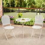 3 Piece Metal Bistro Patio Round Table and 2 Folding Chairs Set - Image 6