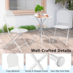 3 Piece Metal Bistro Patio Round Table and 2 Folding Chairs Set - Image 9